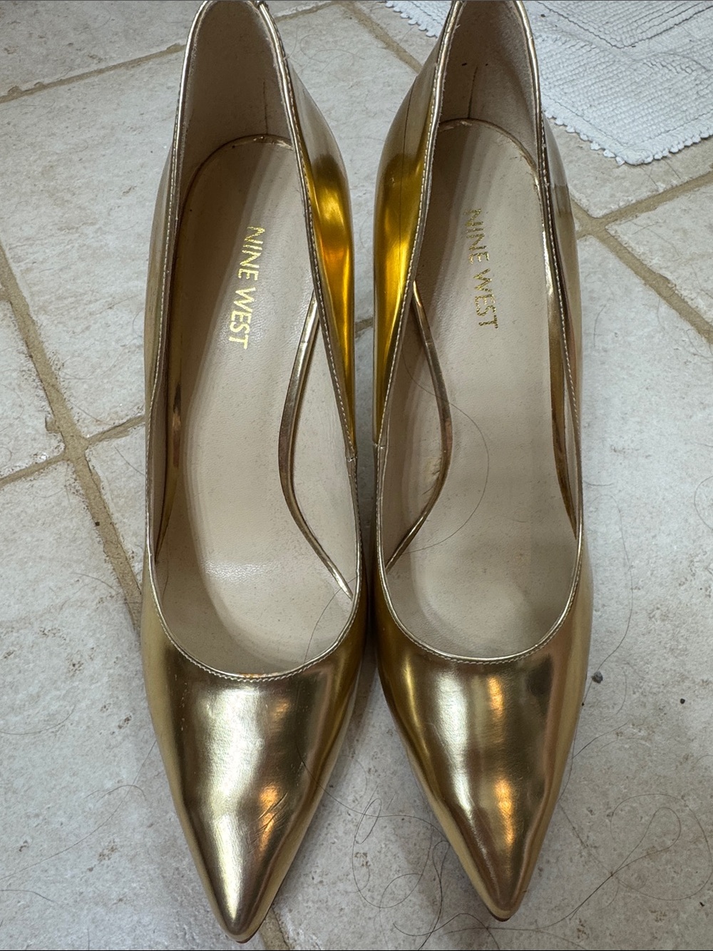 Nine West Metallic Gold Pointed Toe Pumps